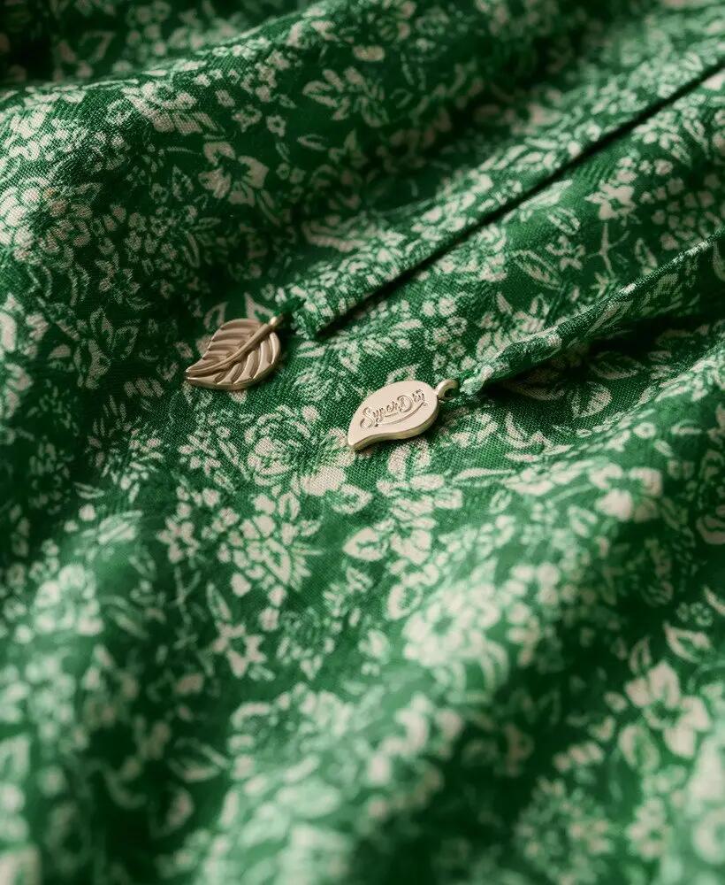 superdry Vestito corto incrociato stampato in viscosa Meadow Ditsy Green 7/7
