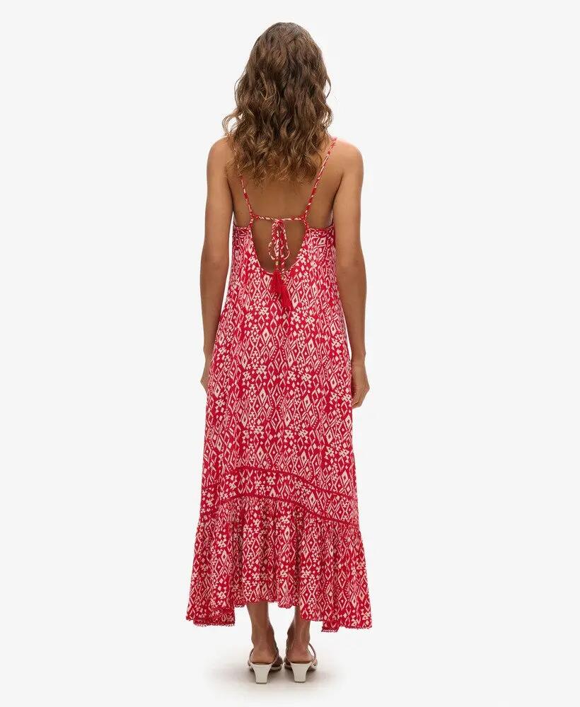 superdry Długa sukienka Cami z wiskozy Boho Red 4/4