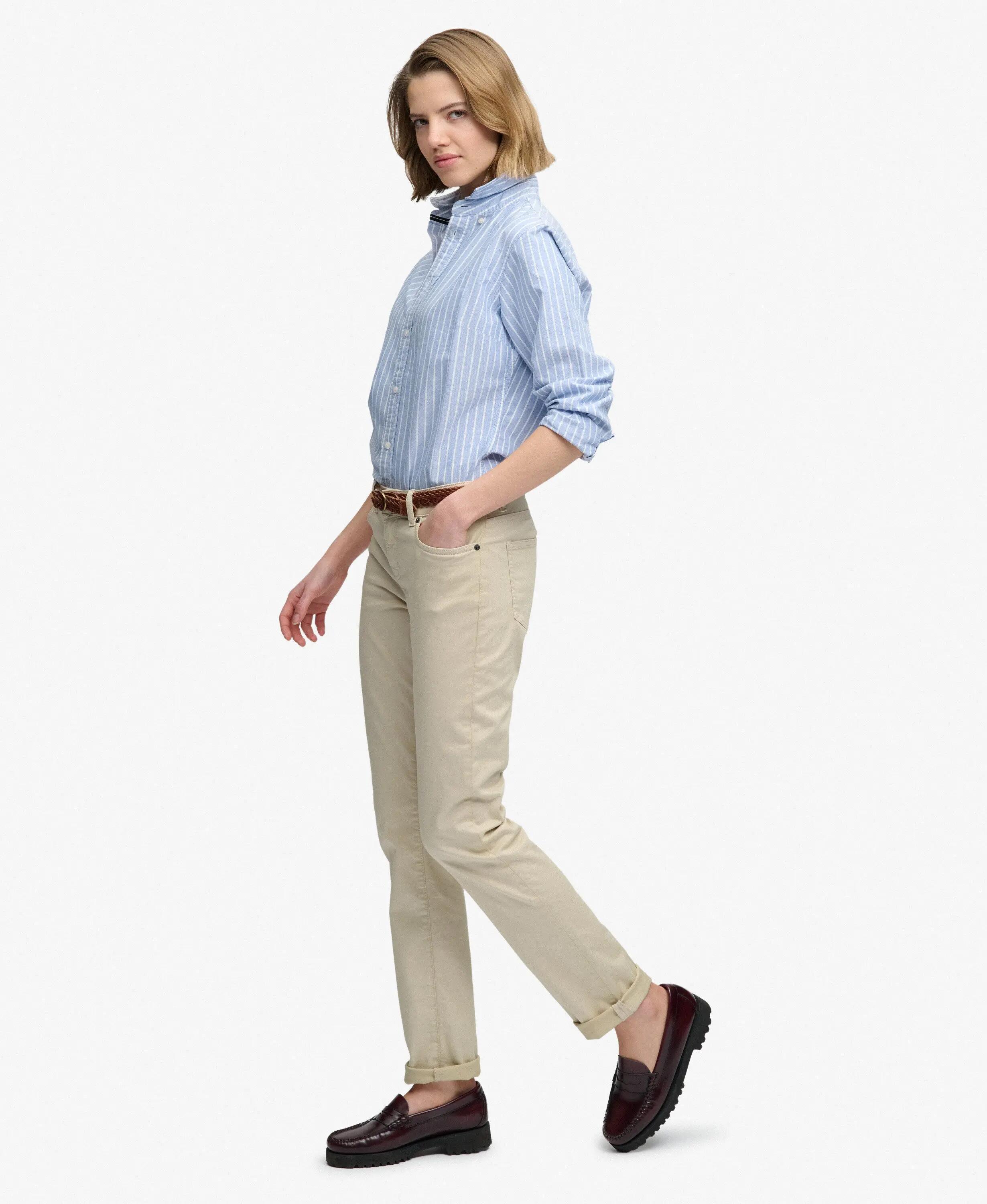 superdry Mid Rise Slim Sateen-Hose – Slim Fit – STONE 5/6
