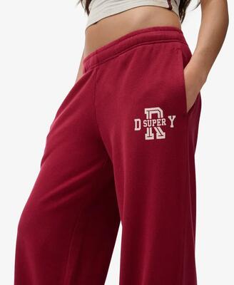 Superdry dames wide leg joggers athletic essentials katoen bordeaux