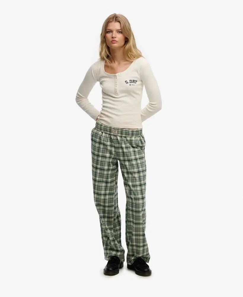 superdry Pantalon Cotton Check à taille élastique – Coupe large 2/7