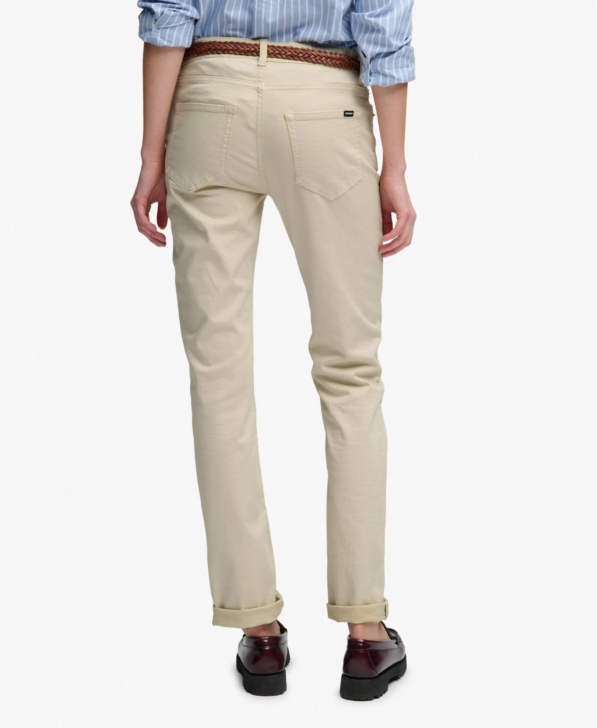 superdry Mid Rise Slim Sateen-Hose – Slim Fit – STONE 4/6