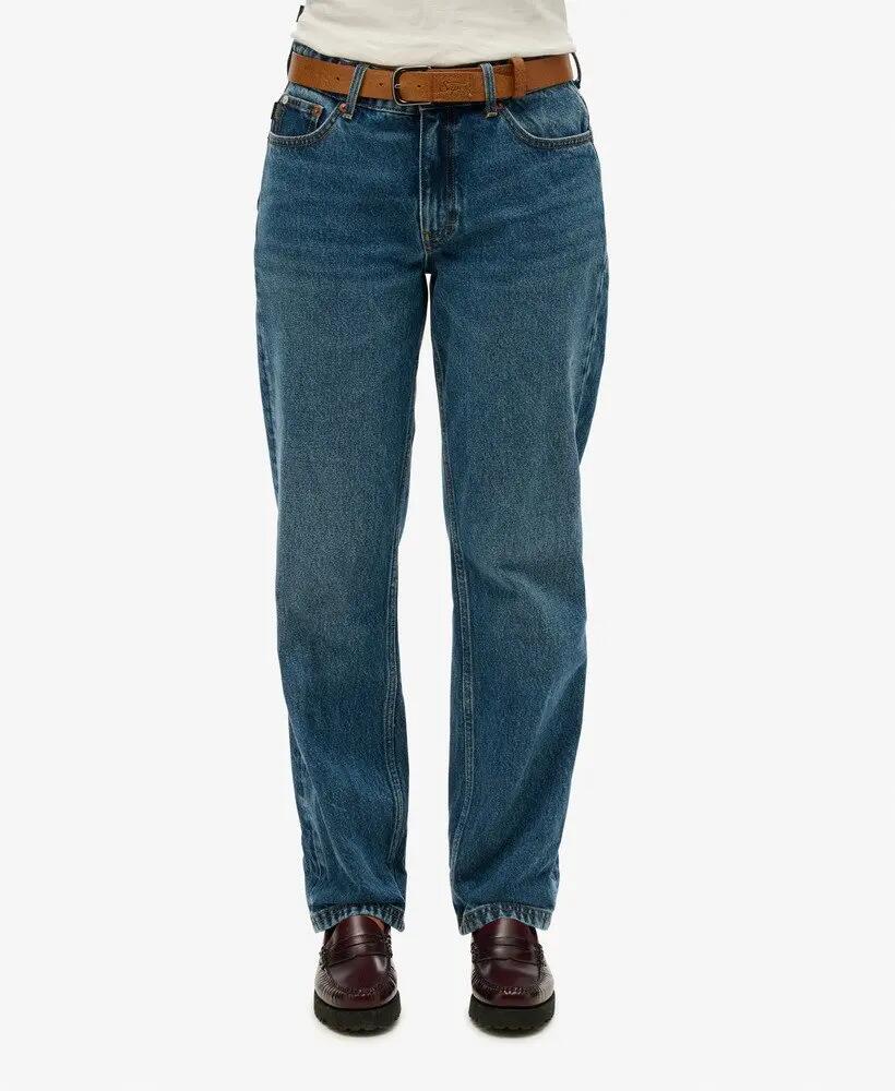 superdry Spodnie Mid Rise Straight Leg z bawełny organicznej – Fulton Vintage 1/7
