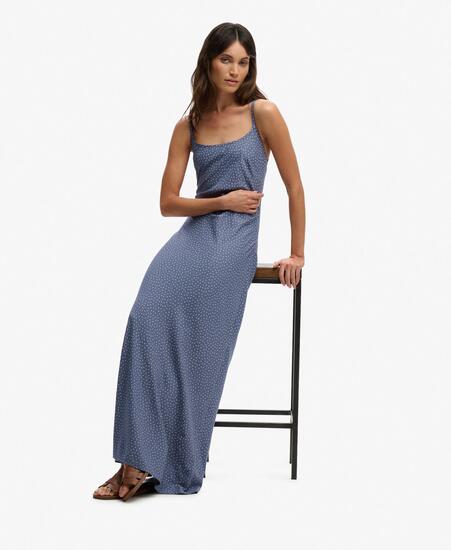 superdry Sukienka maxi Printed Cami z wiskozy – slim fit – Tidal Blue Ditsy