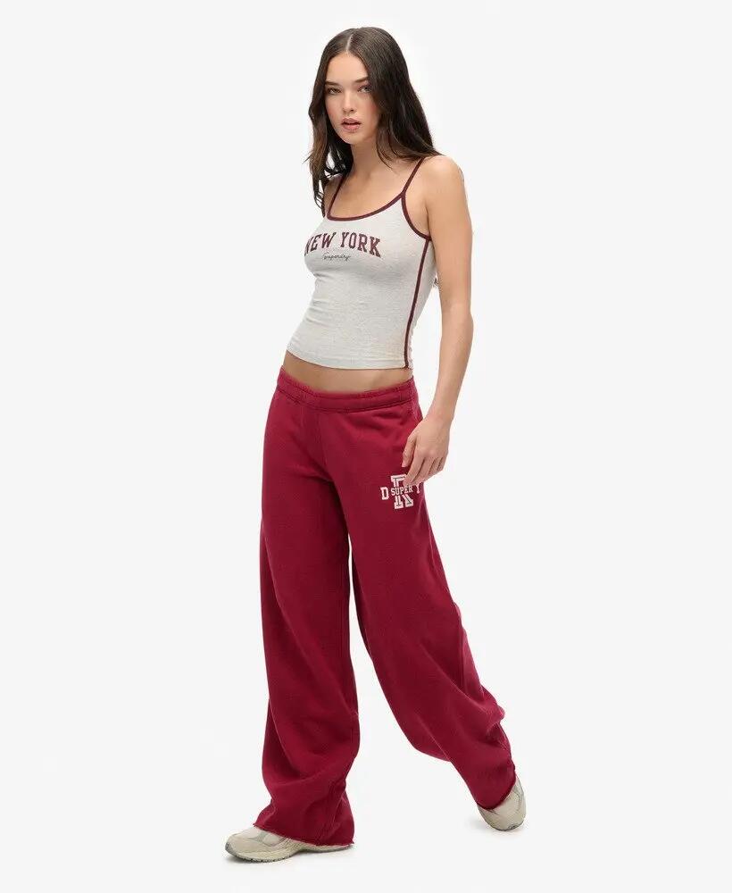 superdry Dames Wide Leg Joggers Athletic Essentials katoen Bordeaux 5/6