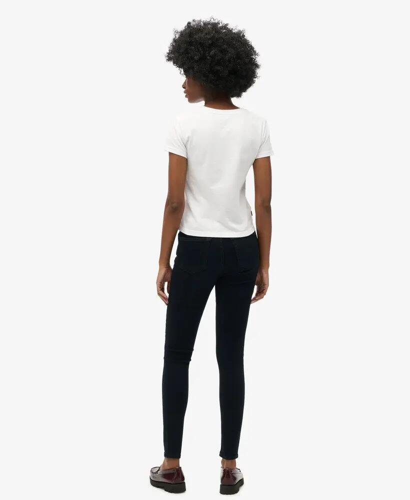 superdry Wysokie damskie jeansy skinny z bawełny organicznej — Viper Blue Black 3/5