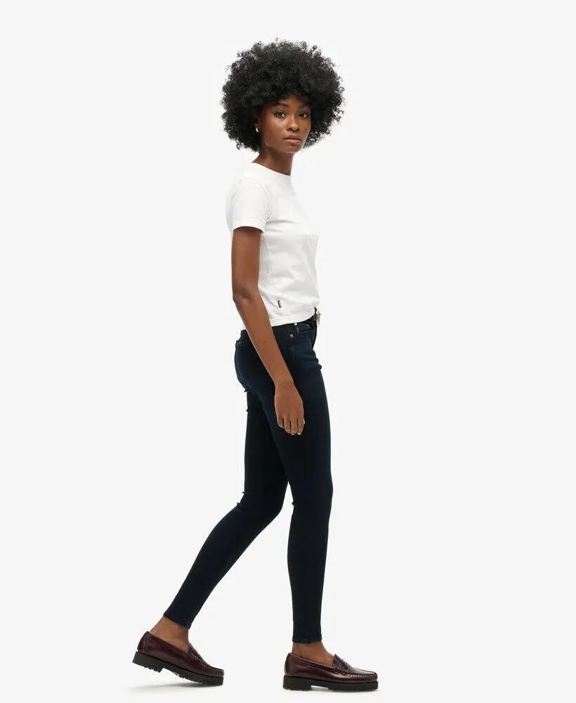 superdry Wysokie damskie jeansy skinny z bawełny organicznej — Viper Blue Black 2/5