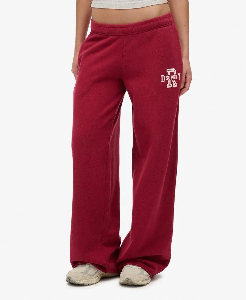 superdry Dames Wide Leg Joggers Athletic Essentials katoen Bordeaux 3/6