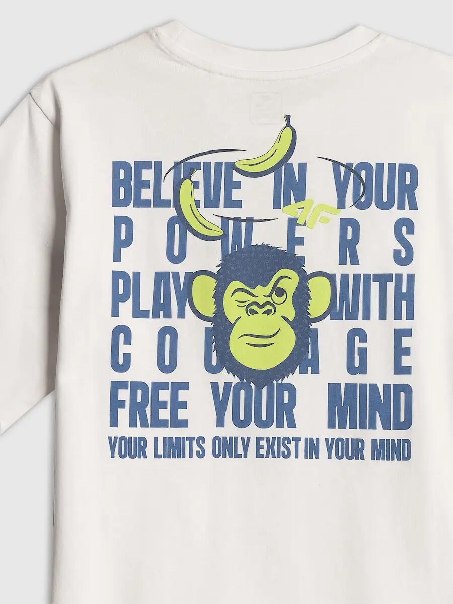 T-shirt loose z nadrukiem chłopięcy 4F 4FJRSS26TTSHM4276 7/7
