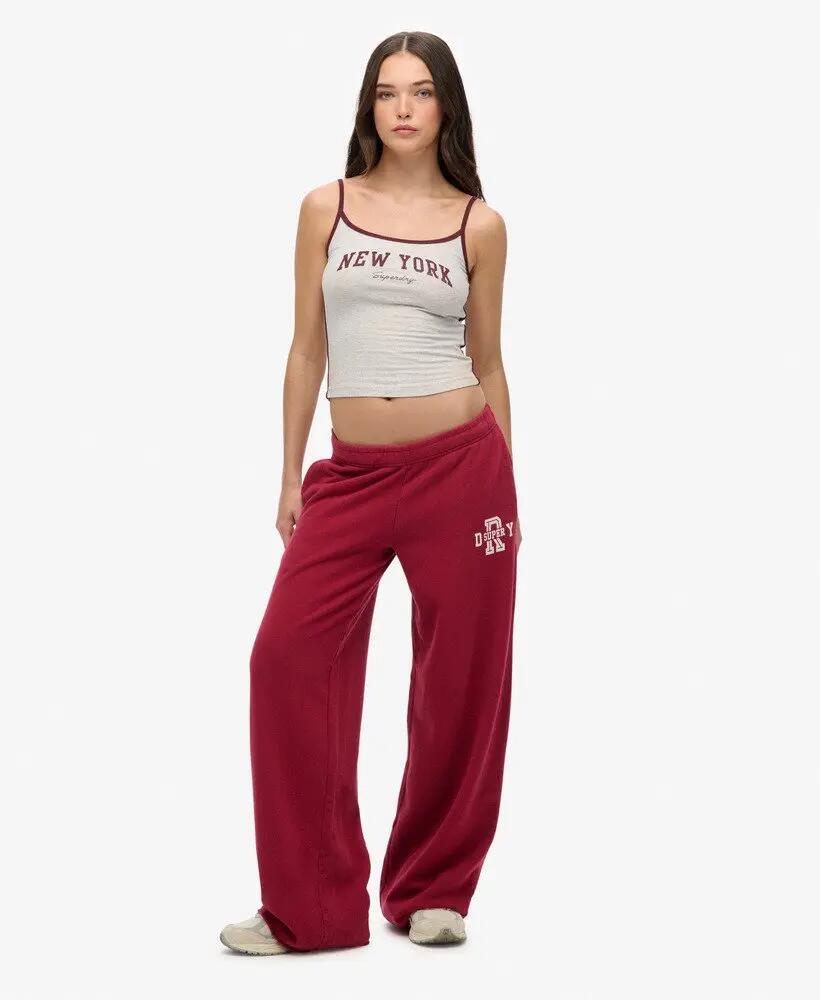superdry Dames Wide Leg Joggers Athletic Essentials katoen Bordeaux 2/6