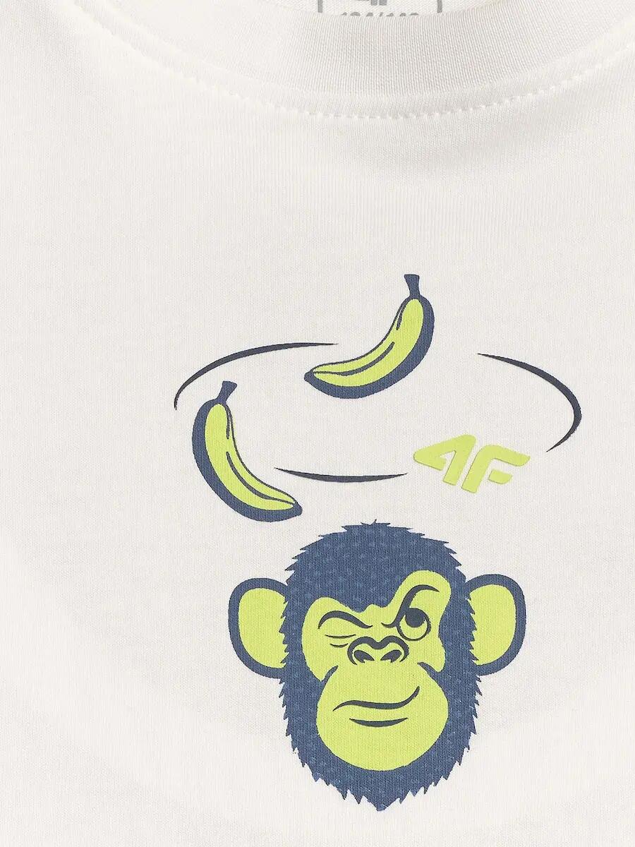 T-shirt loose z nadrukiem chłopięcy 4F 4FJRSS26TTSHM4276 6/7