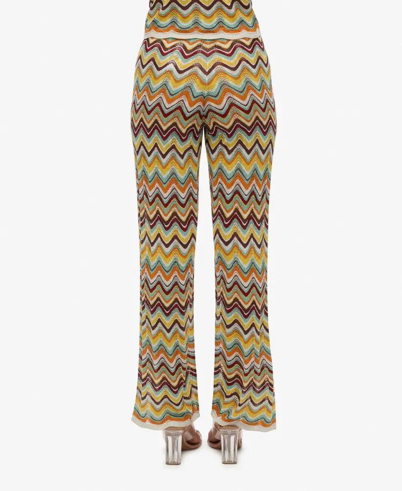 superdry Pantalon large Zigzag en maille - Mint Zigzag Stripe 3/6