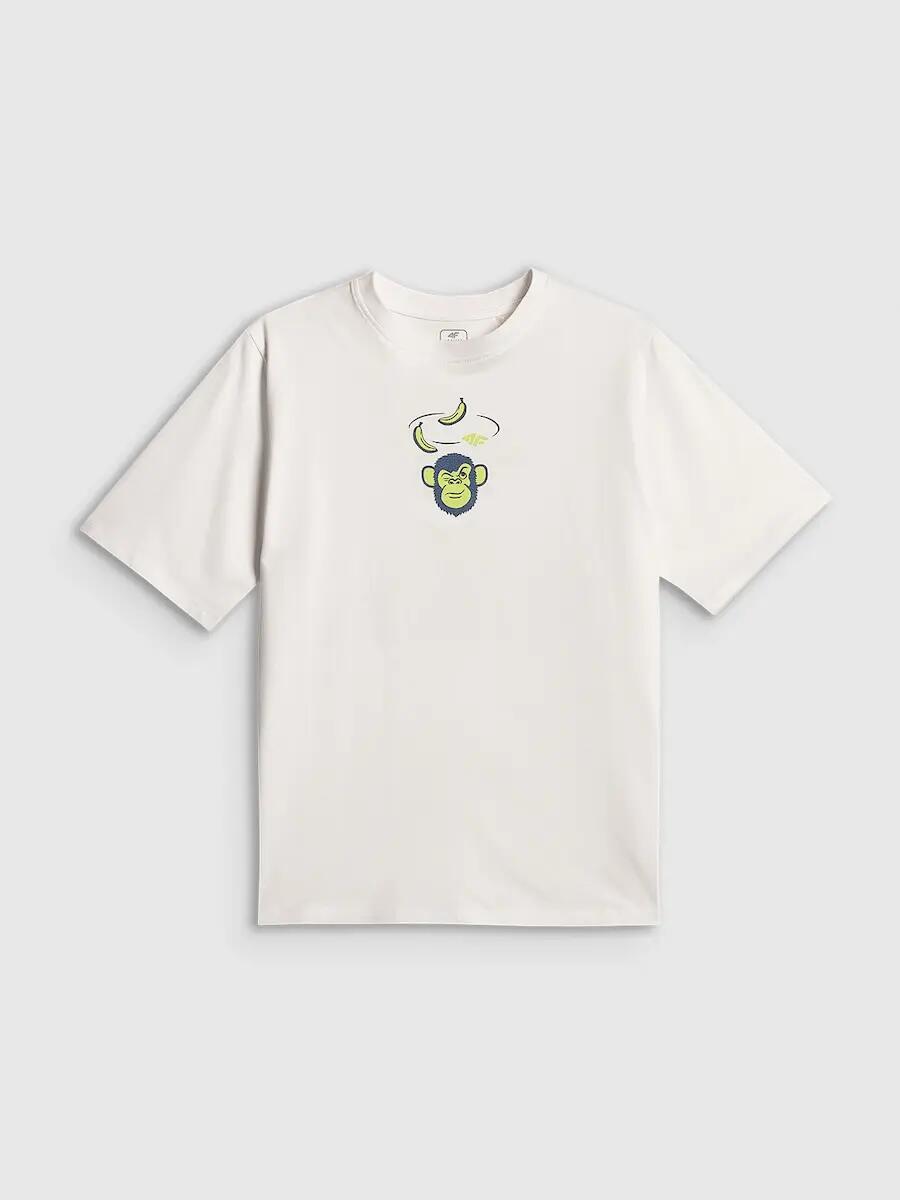 T-shirt loose z nadrukiem chłopięcy 4F 4FJRSS26TTSHM4276 5/7