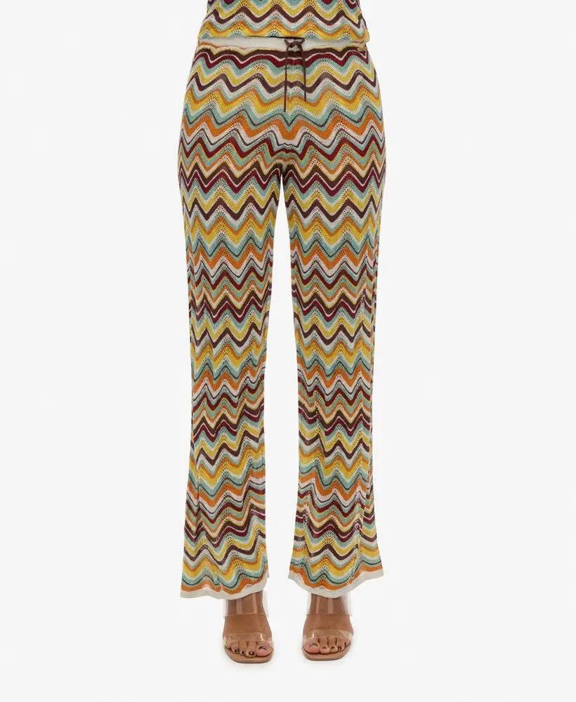 superdry Pantalon large Zigzag en maille - Mint Zigzag Stripe 2/6