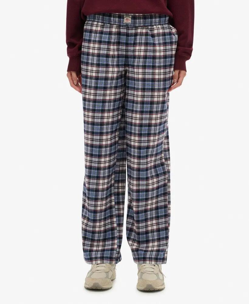 superdry Calças elásticas em algodão aos quadrados — Corte wide 4/6