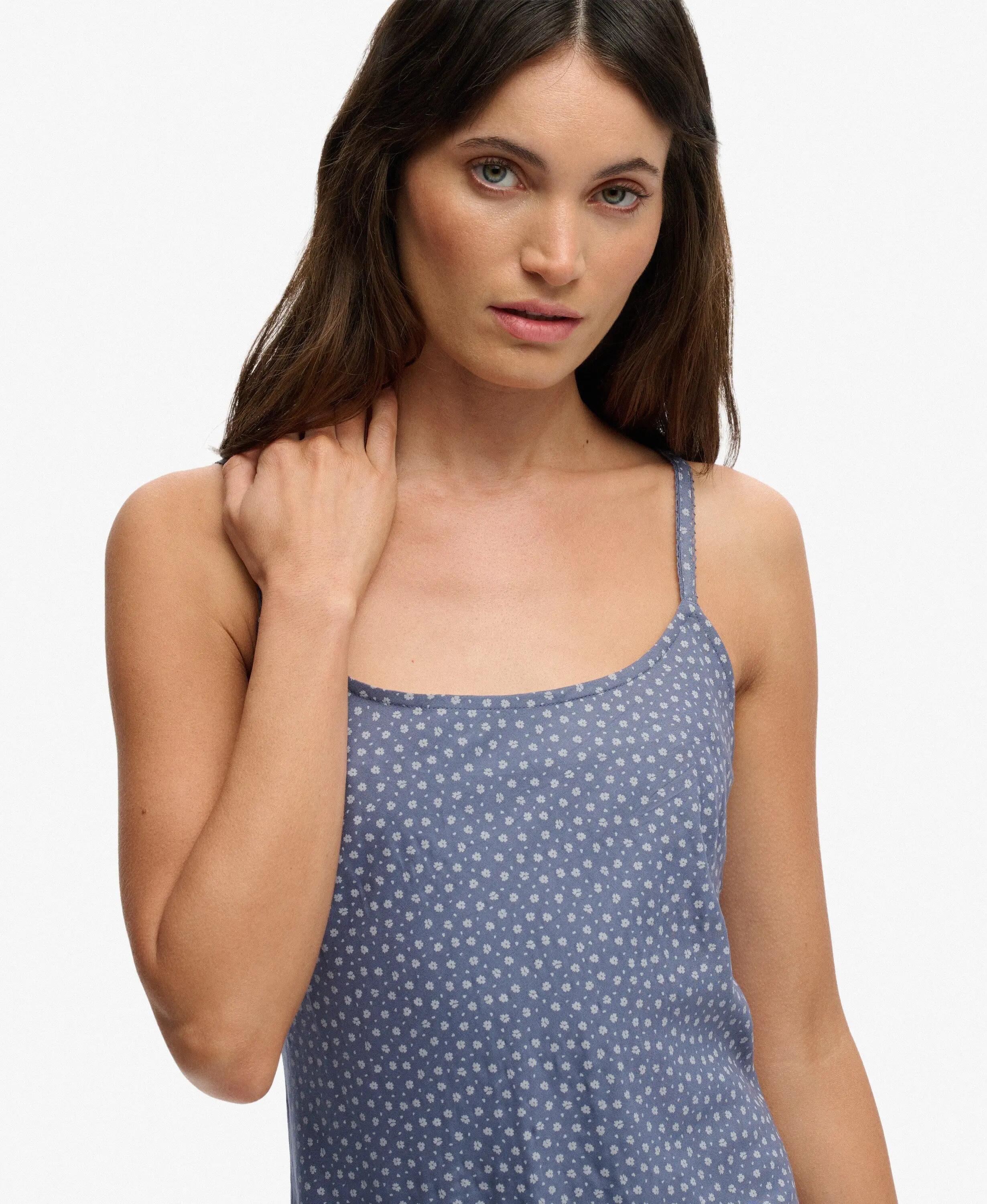 superdry Vestido maxi estampado em viscose com alças finas 3/7