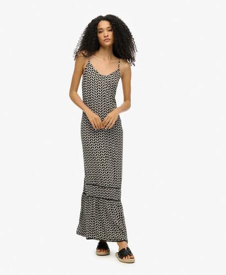 superdry Sukienka maxi Cami z koronką – Luźny krój – HOT CORAL