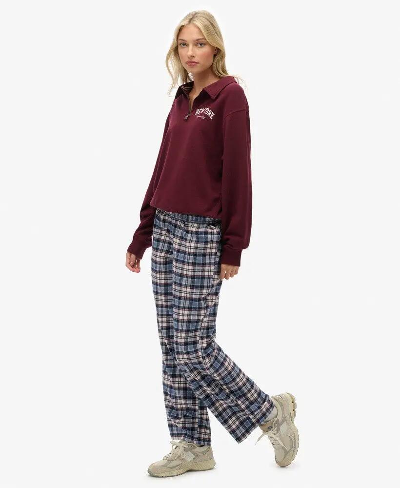 superdry Calças elásticas em algodão aos quadrados — Corte wide 3/6