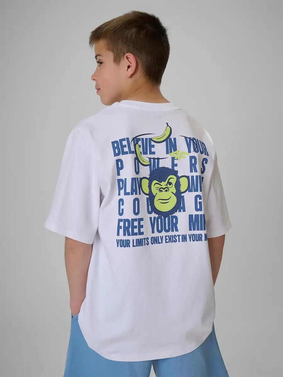 T-shirt loose z nadrukiem chłopięcy 4F 4FJRSS26TTSHM4276 2/7