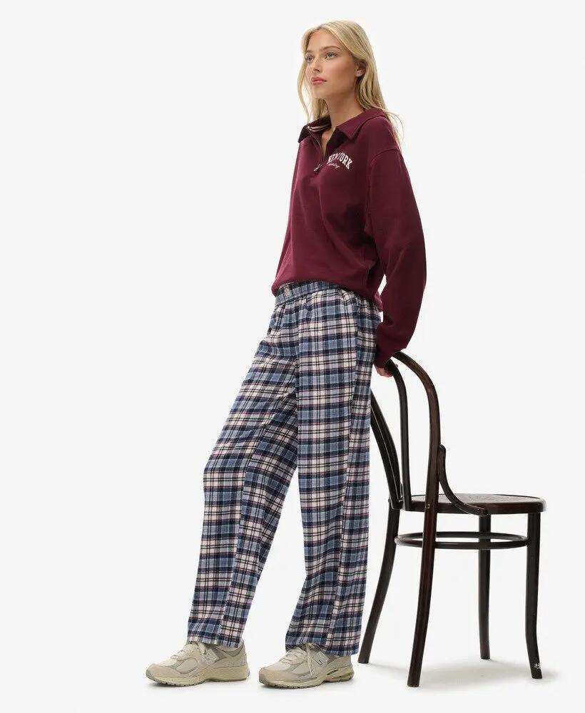superdry Calças elásticas em algodão aos quadrados — Corte wide 2/6
