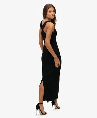 Superdry cut out back maxi dress zwarte maxi-jurk met open rug – black