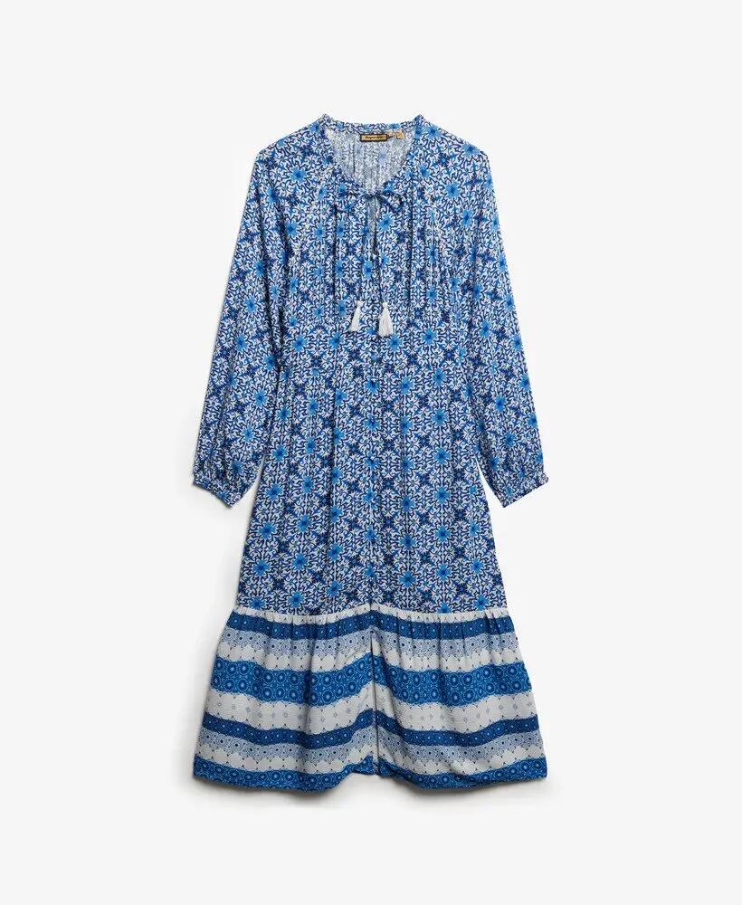 superdry Vestito midi stampato in viscosa Tala Tile Blu 6/6