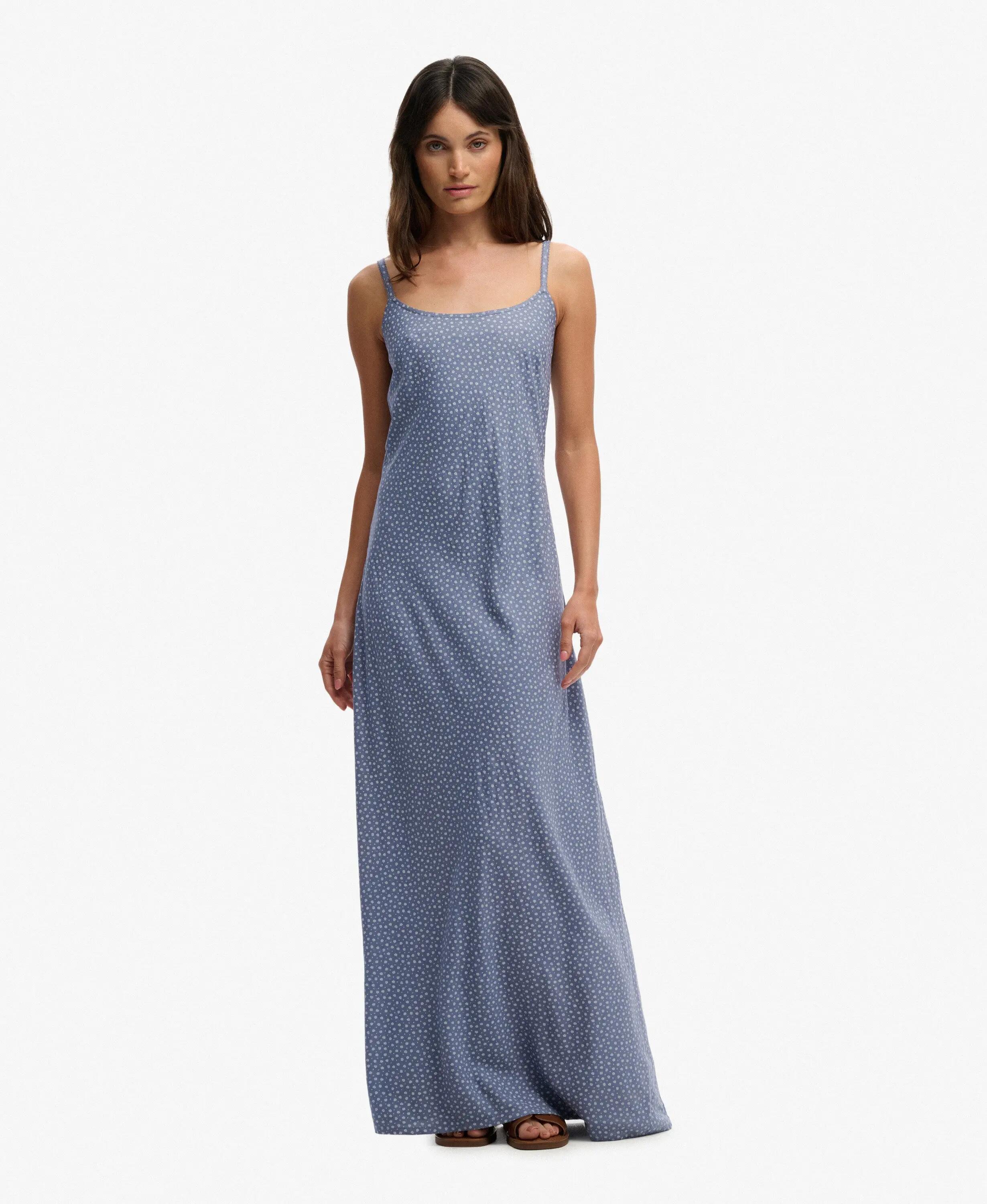 superdry Vestido maxi estampado em viscose com alças finas 2/7