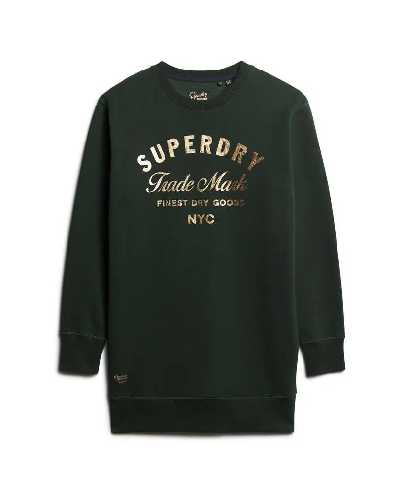 superdry Vestito jersey Luxe Metallic Logo – Academy Dark Green 6/6