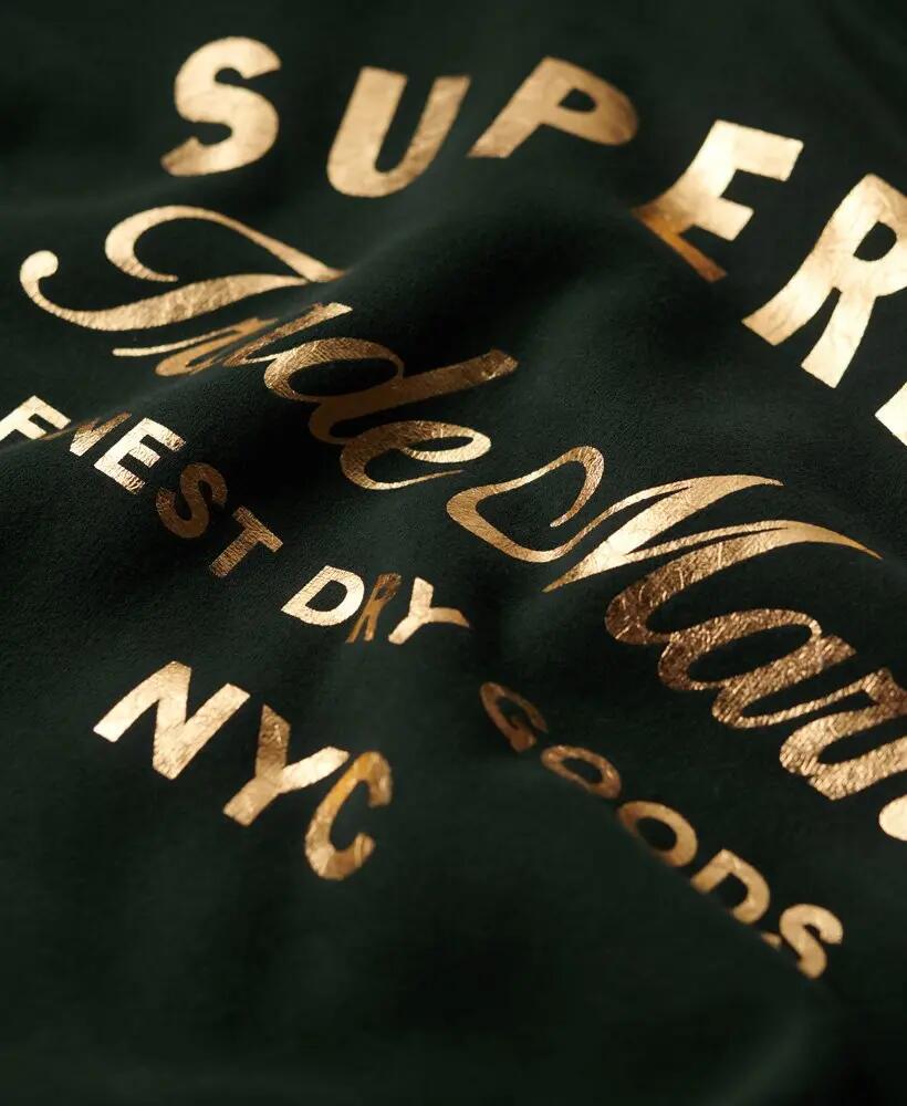 superdry Vestito jersey Luxe Metallic Logo – Academy Dark Green 5/6