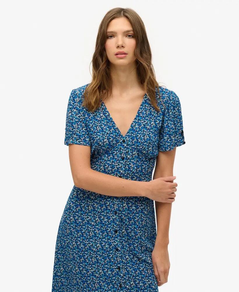 superdry Vestido midi com botões e padrão floral 5/7
