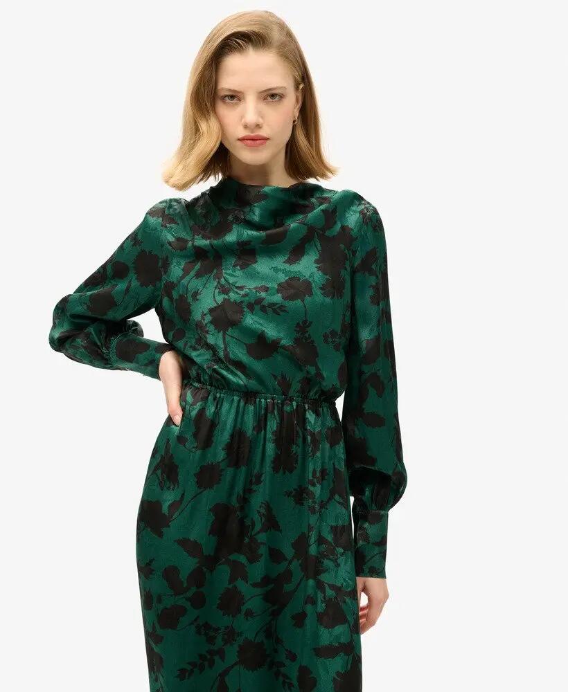 superdry Vestido maxi jacquard com decote drapeado 3/7