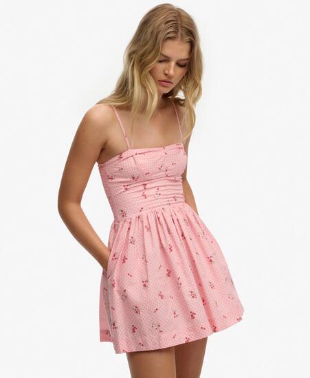 superdry Corset Cami Mini Dress a Righe Blu