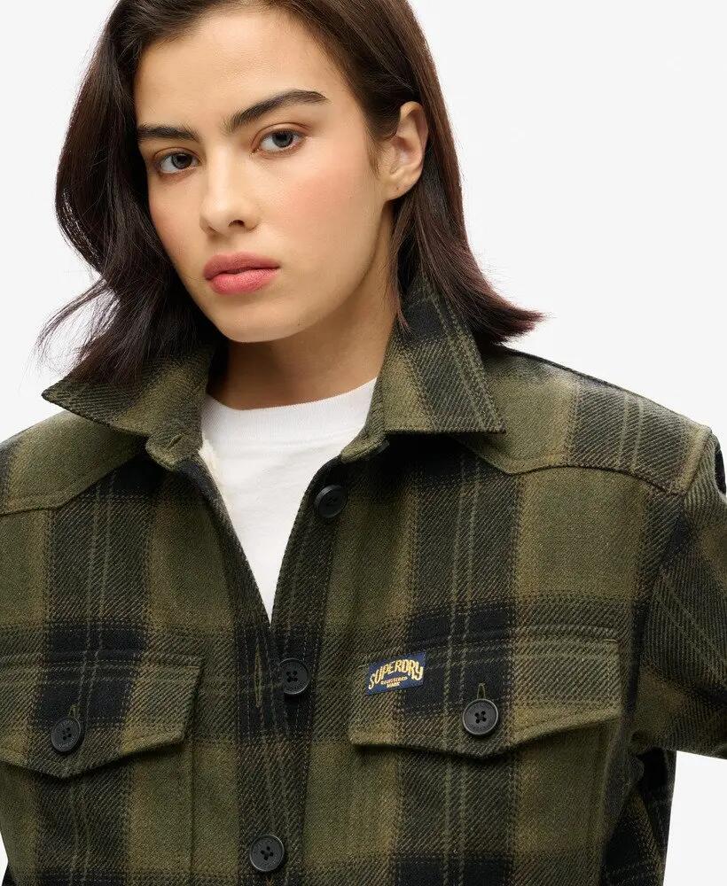 superdry Borg Check Overshirt z podszyciem borg 3/7