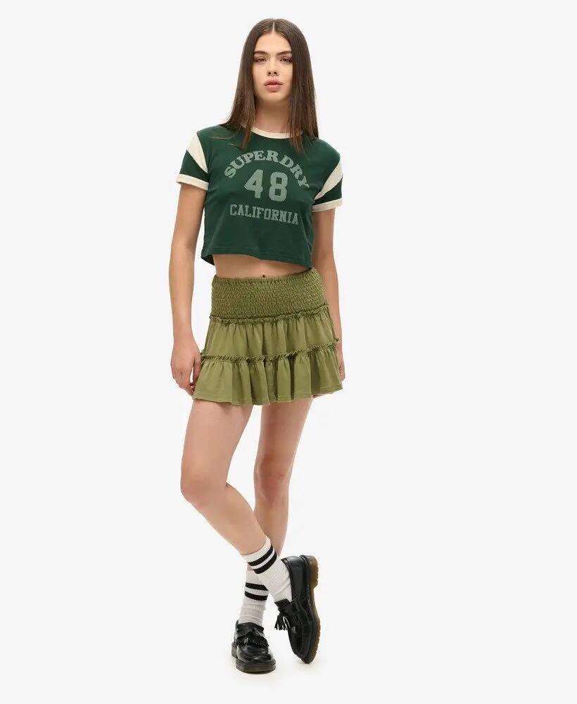 superdry Gonna Mini Jersey a Balze in Cotone 2/6