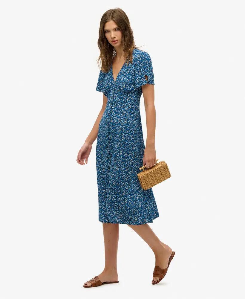 superdry Vestido midi com botões e padrão floral 4/7