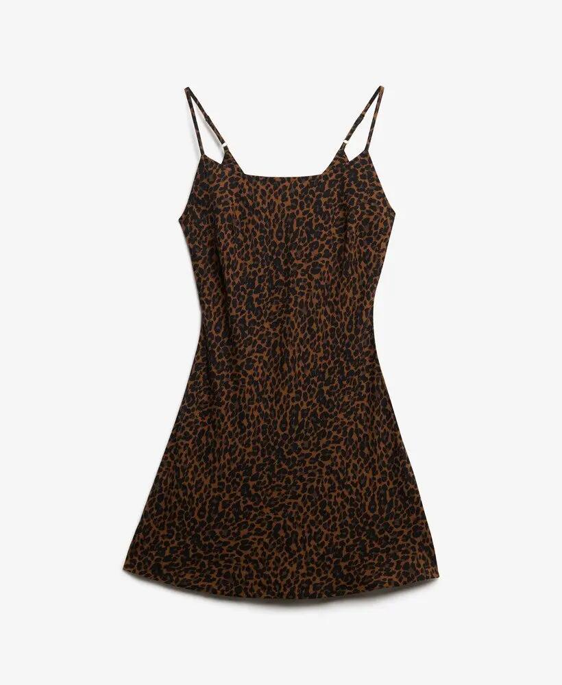 superdry Bias Cut Mini Slip Dress 100% viscose Leona Leopard 7/7