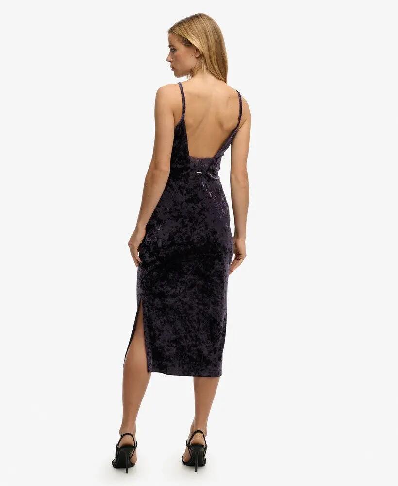 superdry Vestido midi em veludo com costas em renda 6/7