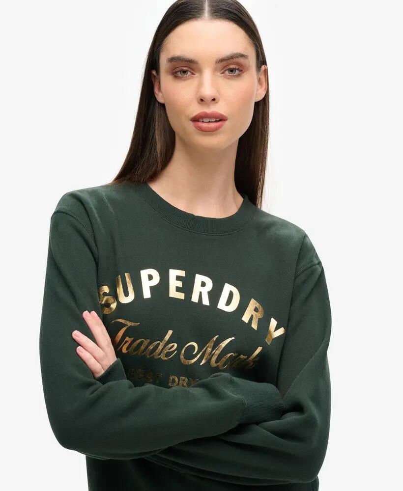 superdry Vestito jersey Luxe Metallic Logo – Academy Dark Green 3/6