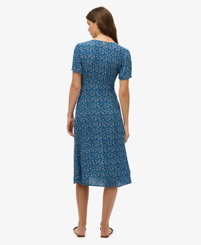 superdry Vestido midi com botões e padrão floral 3/7