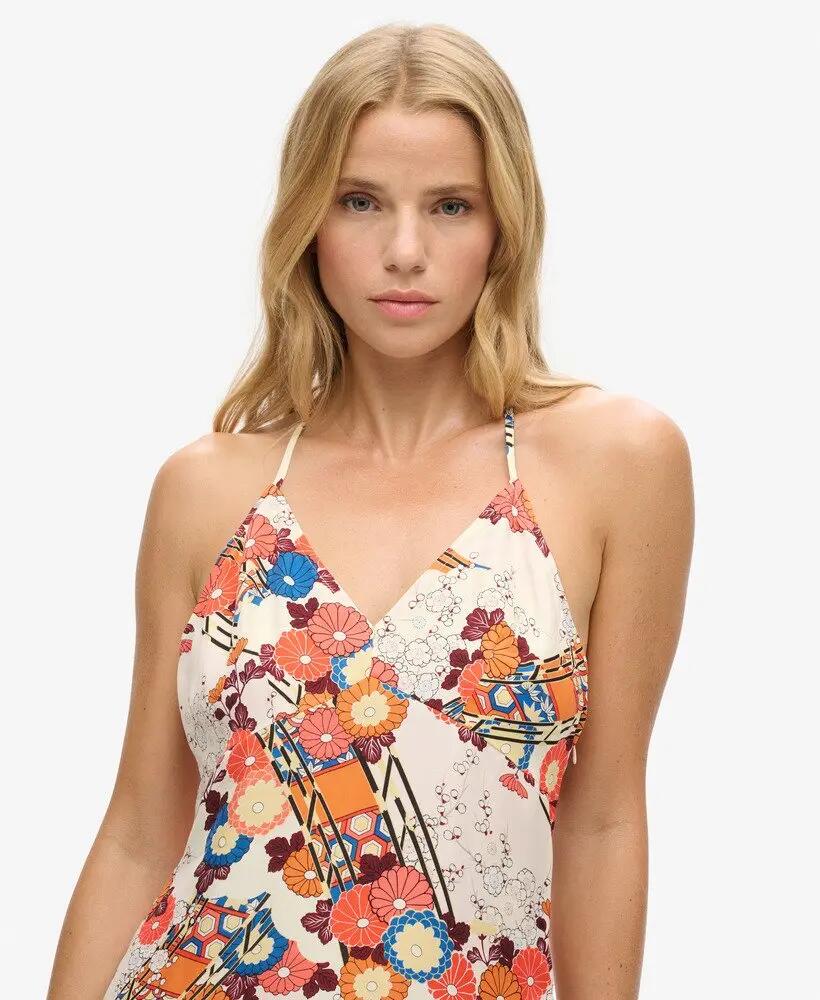 superdry Vestito Mini Slip stampato in viscosa e cupro 3/5