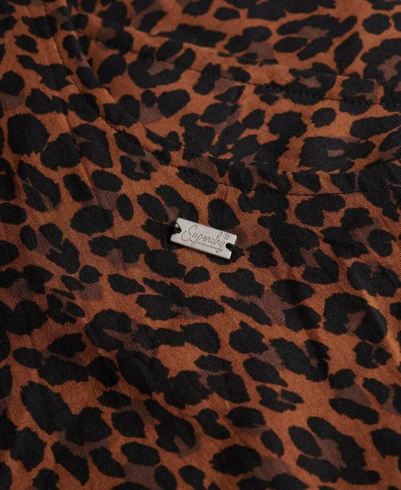 superdry Bias Cut Mini Slip Dress 100% viscose Leona Leopard 6/7