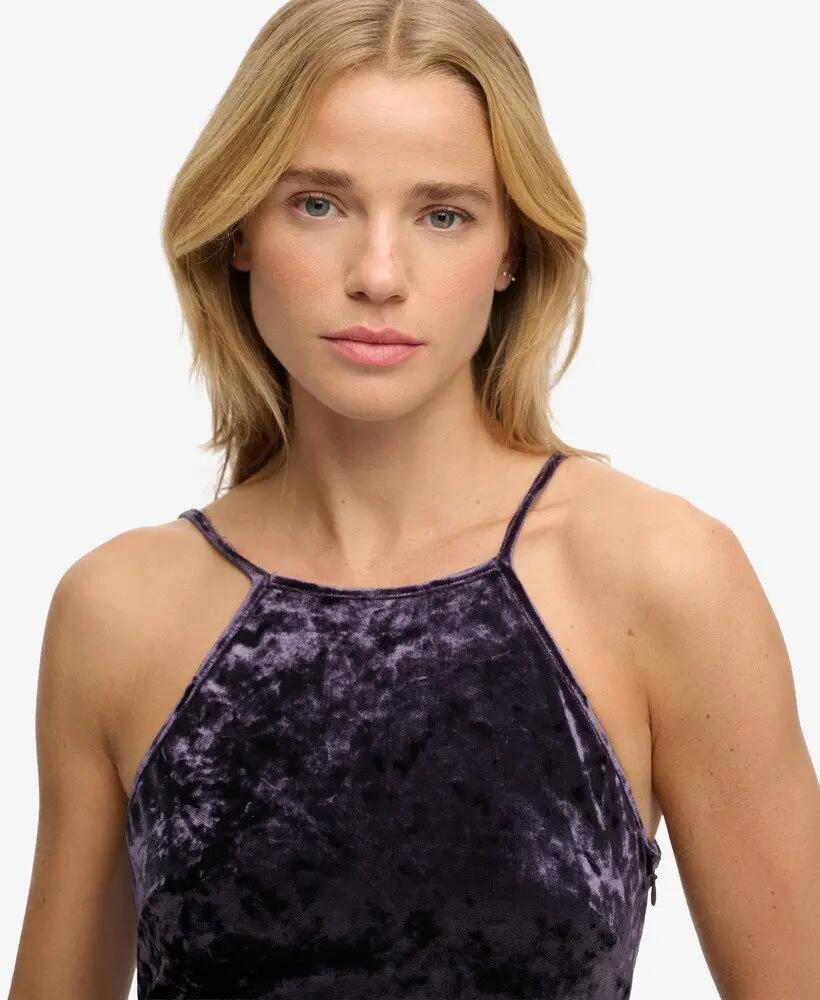 superdry Vestido midi em veludo com costas em renda 4/7