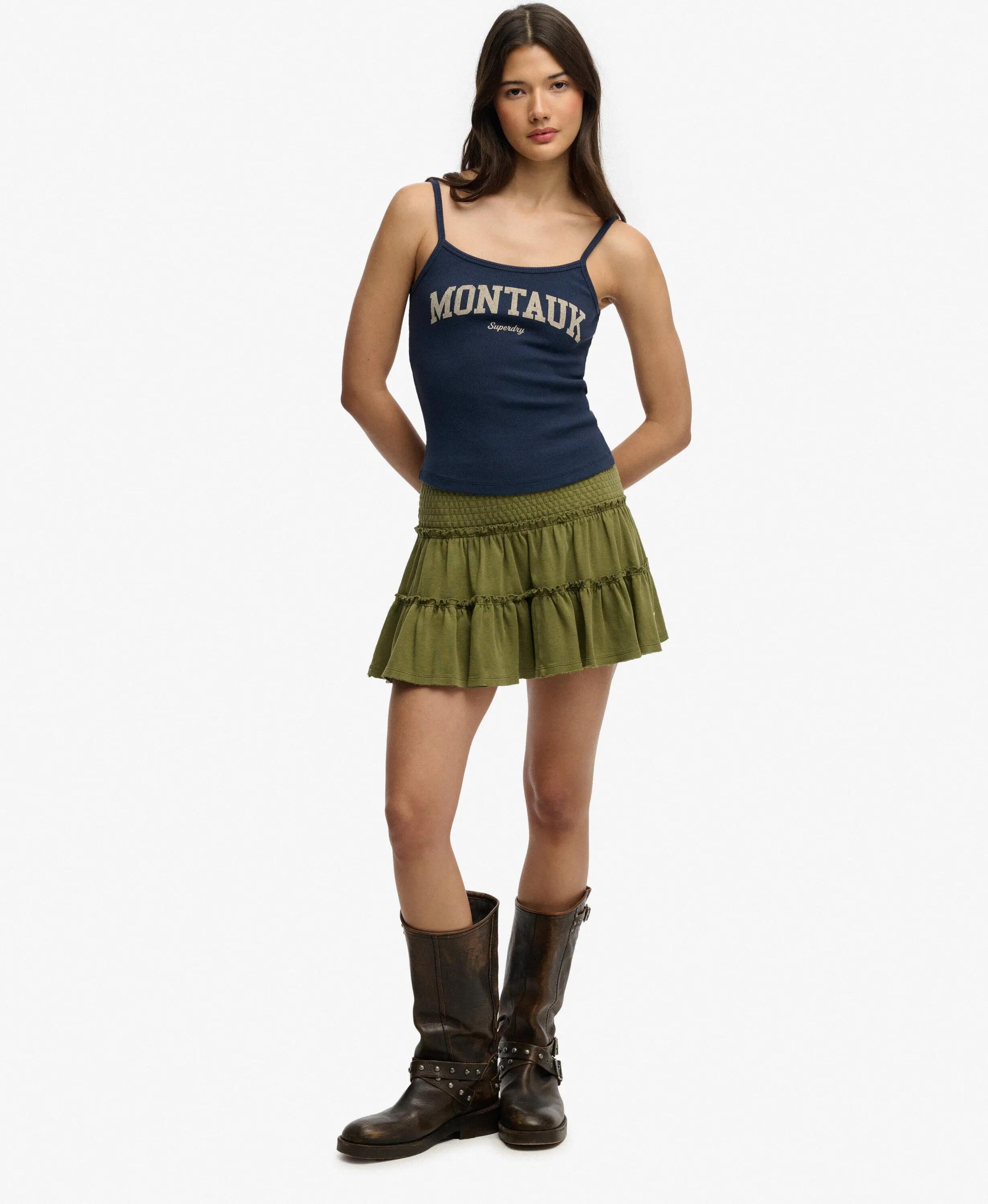 superdry Mini Saia Camadas em Jersey - Cintura Fruncida, 100% Algodão 2/6