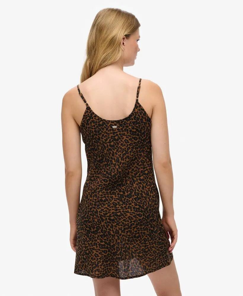 superdry Bias Cut Mini Slip Dress 100% viscose Leona Leopard 4/7