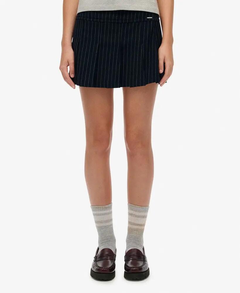 superdry Pinstripe geplooide minirok – NAVY PINSTRIPE 3/7