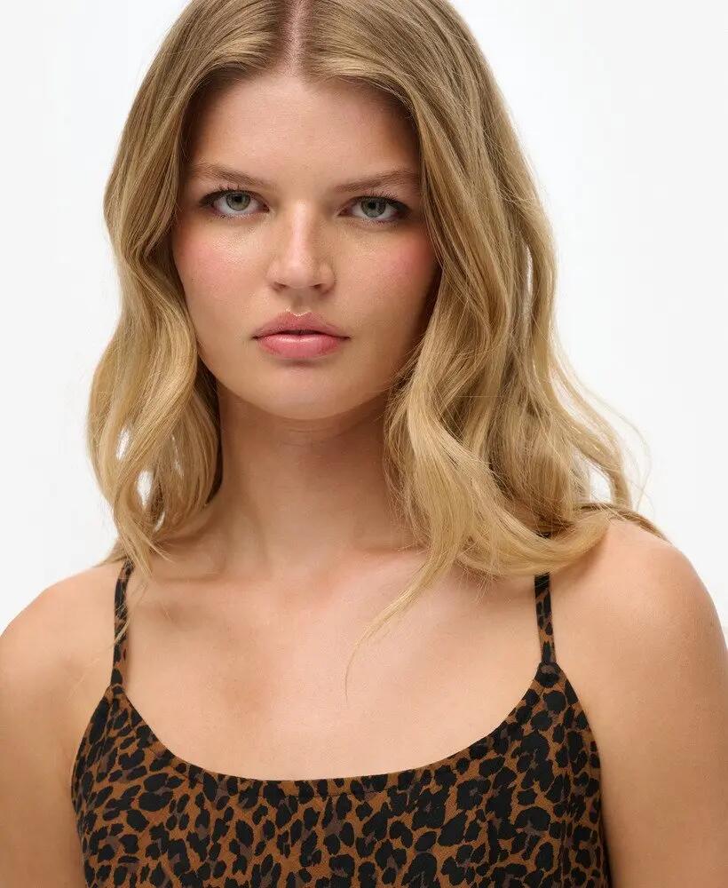 superdry Bias Cut Mini Slip Dress 100% viscose Leona Leopard 3/7
