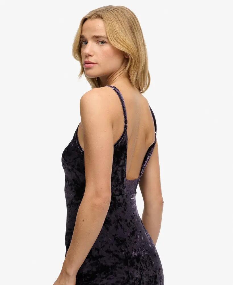 superdry Vestido midi em veludo com costas em renda 2/7