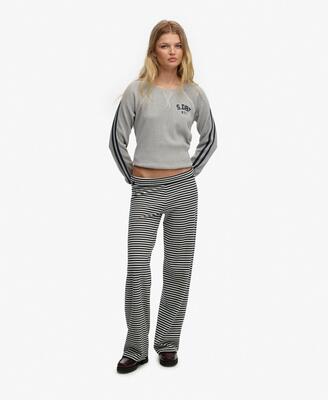 Superdry fold over joggers – slim fit van biokatoen – eclipse navy stripe