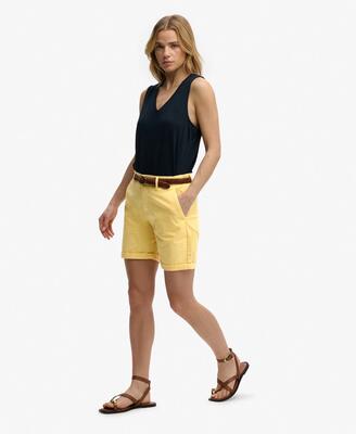 Superdry chino shorts van katoen met stretch – relaxed fit – stonewash taupe