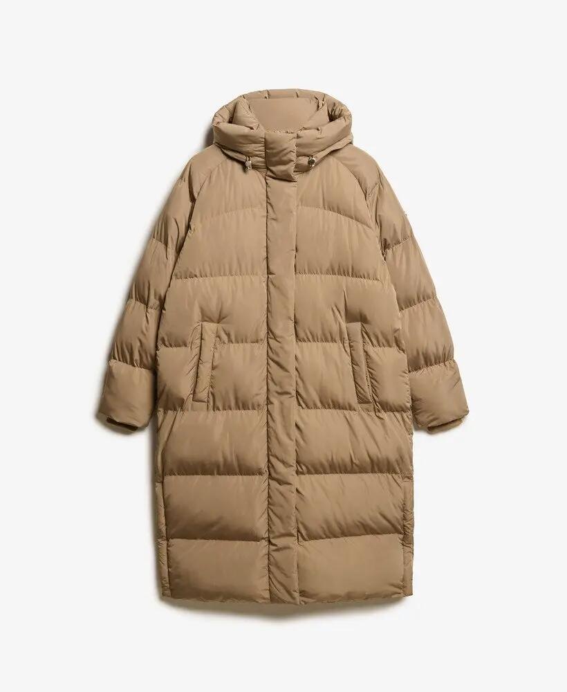 superdry Longline Hooded Puffer Coat – doudoune longue avec capuche – Fossil 6/6
